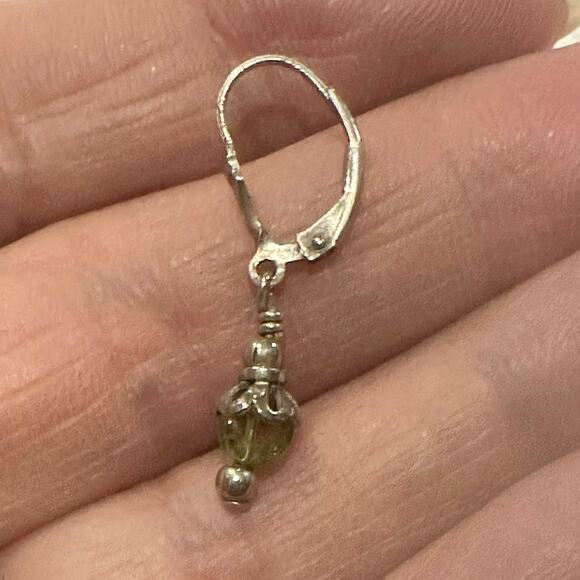 Sterling Silver Green Peridot Earrings - Picture 5 of 5